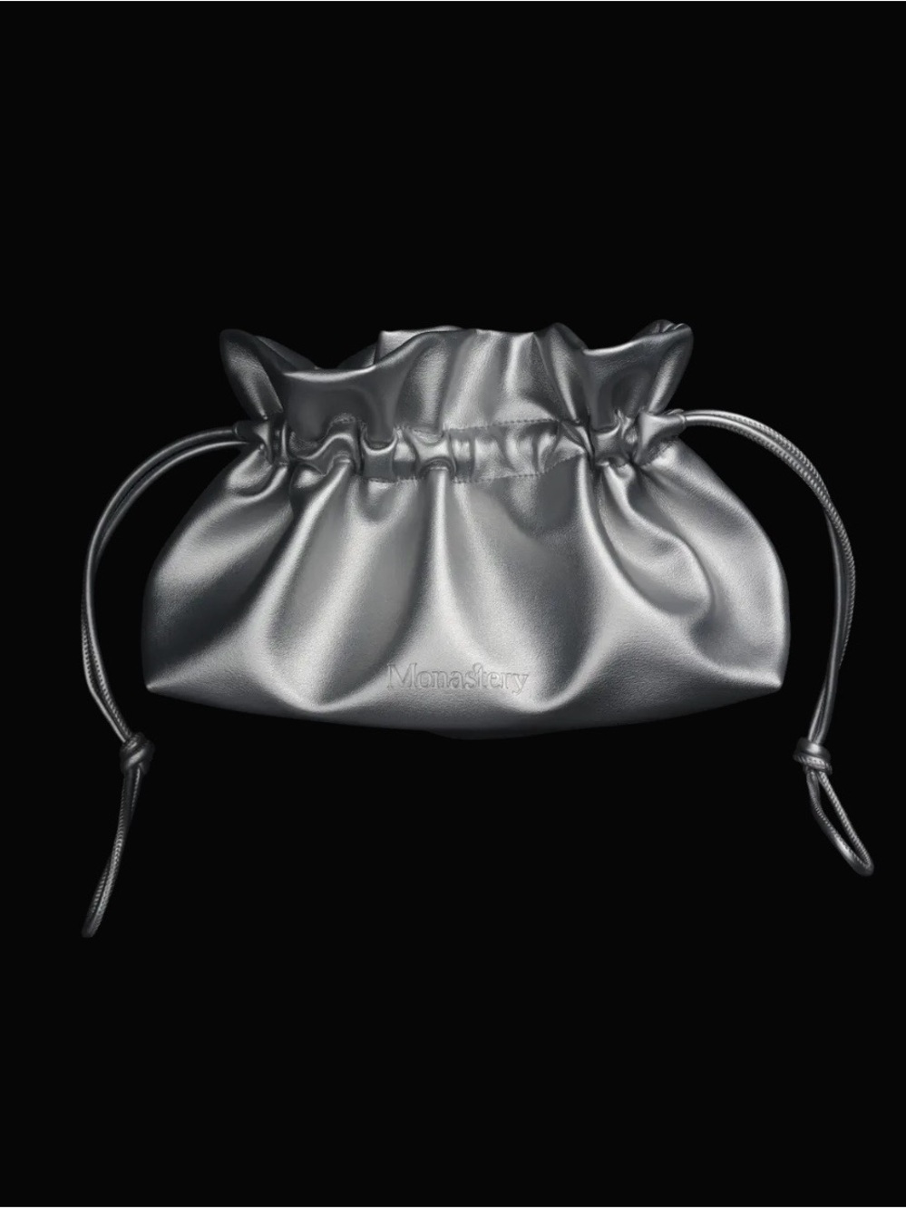 Monastery Made Metallic Silver Drawstring Pouch - Picture 2 of 2